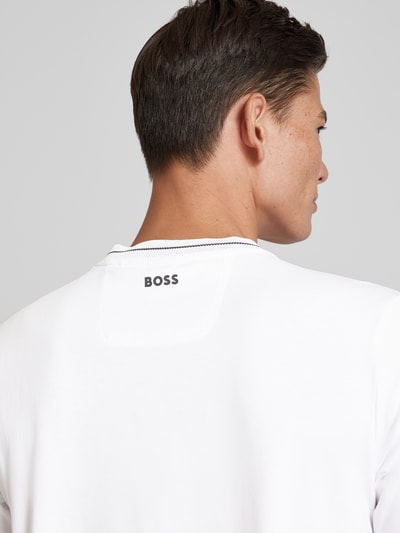 BOSS Green T-shirt z detalem z logo Biały 3