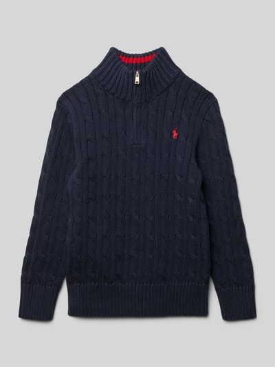 Polo Ralph Lauren Kids Gebreide pulllover met opstaande kraag en ritssluiting Marineblauw - 1