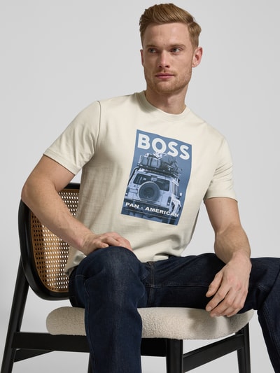 BOSS Orange T-Shirt mit Label- und Motiv-Print Modell 'mextour' Beige 3