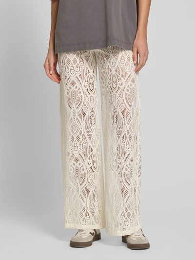 Jake*s Casual Broek met wijde pijpen en kant Offwhite - 4