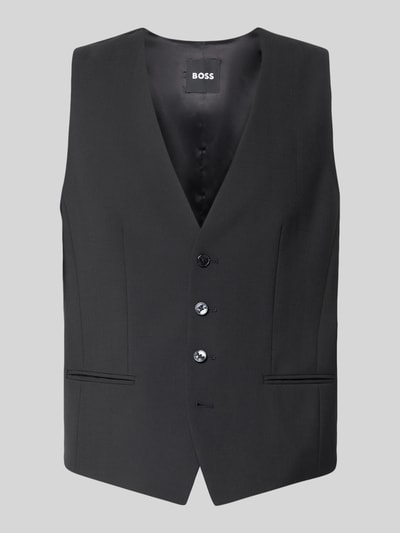 BOSS Kamizelka garniturowa o kroju regular fit z mieszanki żywej wełny Czarny 2