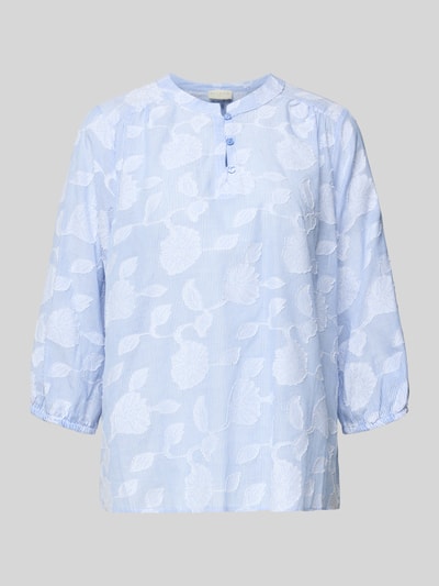 Produktfoto, Regular Fit Bluse mit 3/4-Arm von Milano Italy z bawełny, wzór na całej powierzchni, okrągły dekolt, listwa guzikowa