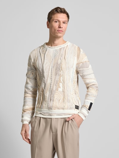 CARLO COLUCCI Strickpullover mit Rundhalsausschnitt Beige 4