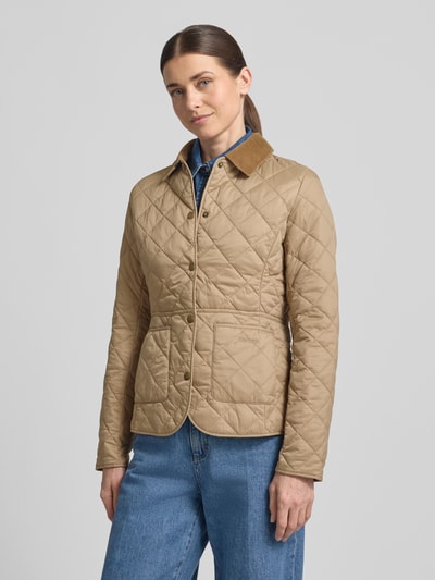 Barbour Shaped Fit Steppjacke mit Cord-Kragen Modell 'DEVERON' Sand 4