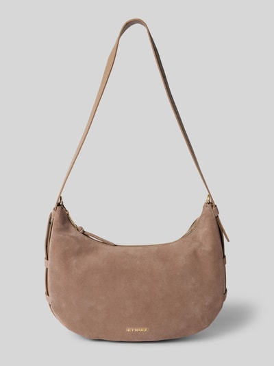 Hey Marly Lederhandtasche mit Label-Applikation Modell 'Lifetime Sister' Taupe 2