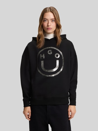 Hugo Blue Bluza z kapturem o kroju relaxed fit z czystej bawełny model ‘DOLASA_B_2’ Czarny 4