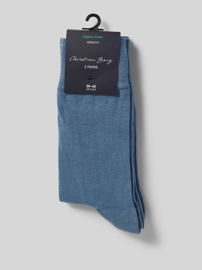 Christian Berg Men Socken mit Label-Print im 2er-Pack Jeansblau 3