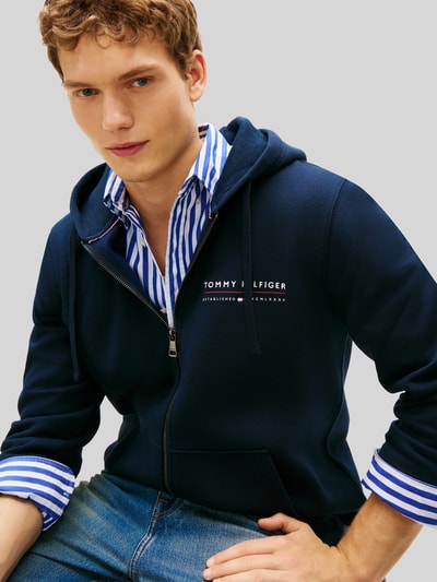 Tommy Hilfiger Sweatjacke mit Logo-Detail aus reiner Baumwolle Marine 3