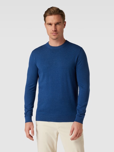 Tom Tailor Gebreide pullover met labelstitching Koningsblauw - 4