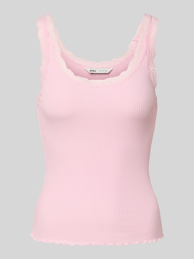 Only Regular fit tanktop met volants bij de zoom, model 'SRA' Roze - 2