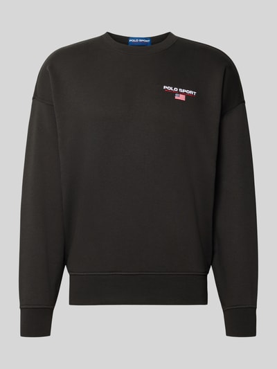 Produktfoto, schwarzes Relaxed Fit Sweatshirt aus Baumwoll-Mix von Polo Ralph Lauren mit kleinem Logo, glatte Textur, Herren Sweatshirt