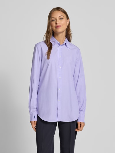 Polo Ralph Lauren Regular fit overhemdblouse met logostitching Paars - 4