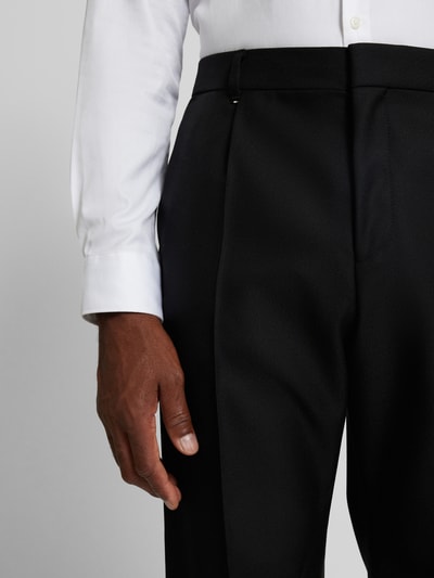 BOSS Slim fit pantalon van scheerwol met persplooien, model 'Pieter' Zwart - 3