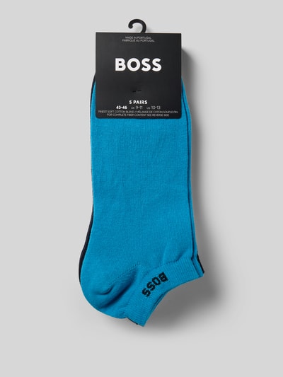 BOSS Sneakersokken van katoenmix in een set van 5 paar Aquablauw - 3