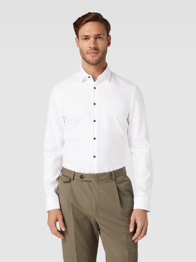 Jake*s Slim Fit Business-Hemd in unifarbenem Design Weiss 4