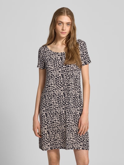 Only Uitlopende mini-jurk met all-over motief, model 'BERA' Zwart - 4