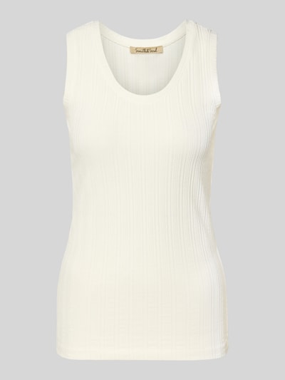 Smith and Soul Top met bandjes en ronde hals, model 'Pointelle' Beige - 2