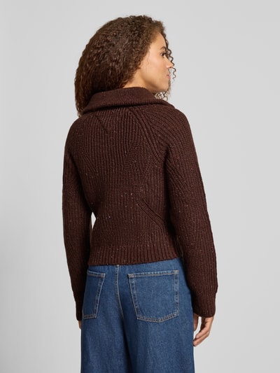 Tommy Jeans Regular Fit Troyer mit Woll-Anteil Modell 'NEP' Dunkelbraun 5