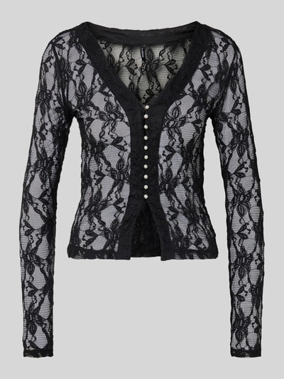 Only Slim fit shirt met lange mouwen in semi-transparante look, model 'ALBA' Zwart - 2