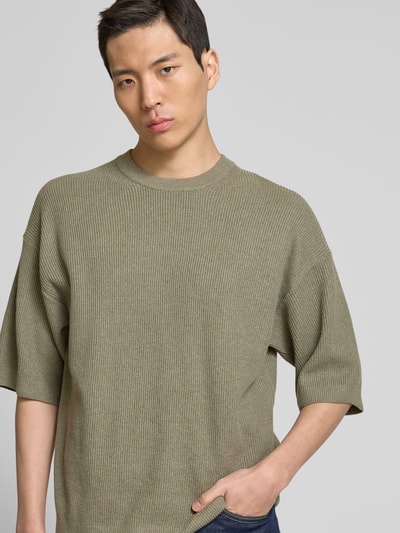 Jack & Jones Premium Gebreid shirt met ronde hals, model 'KALEB' Olijfgroen - 3
