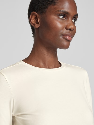 MM Bluzka z długim rękawem o kroju slim fit z mieszanki bawełny model ‘CRIS’ Écru 3