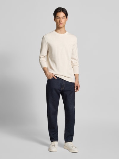 Tom Tailor Regular Fit Strickpullover aus reiner Baumwolle Beige 1