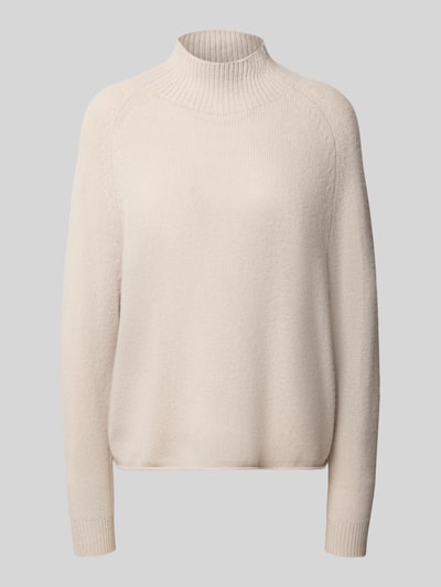 Produktfoto, Relaxed Fit Strickpullover mit Kaschmir-Anteil von Luisa Cerano, cremefarben, Rippstruktur an Kragen und Ärmel, Baumwoll-Mix