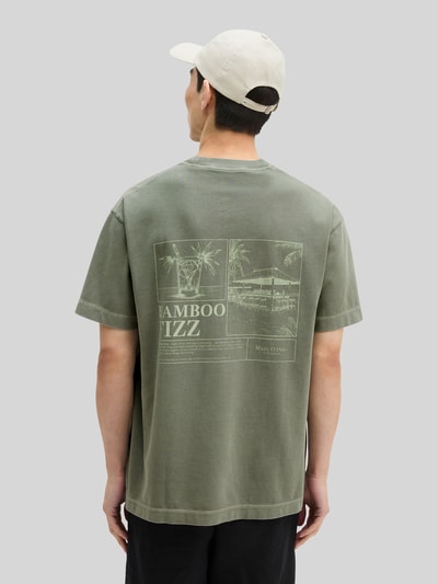 Marc O'Polo t-shirt o kroju loose fit z czystej bawełny Khaki 5