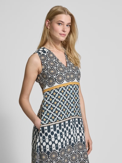 Marc O'Polo Linnen jurk in A-lijn met all-over motief Marineblauw - 3