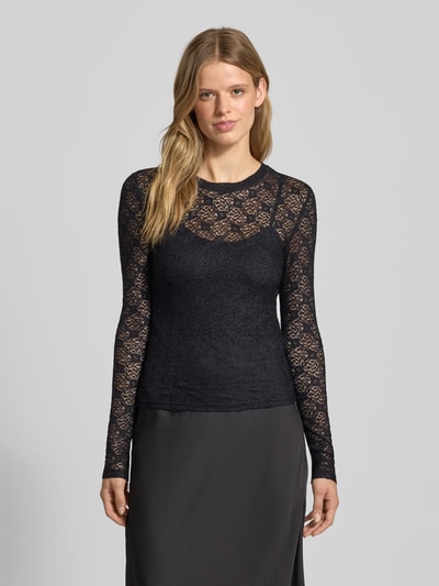 Noisy May Longsleeve mit Lochstickerei Modell 'JUDITH' Black 4