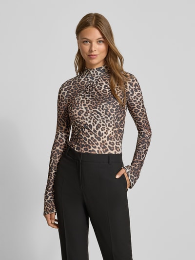 HUGO Shirt met lange mouwen en opstaande kraag, model 'DARDONNAY' Lichtbruin - 4