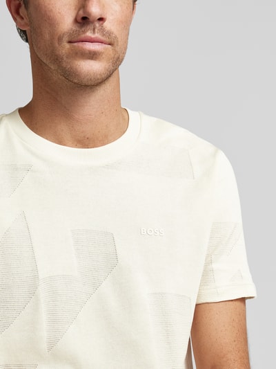 BOSS Green T-shirt met ronde hals, model 'Jagged' Beige - 3