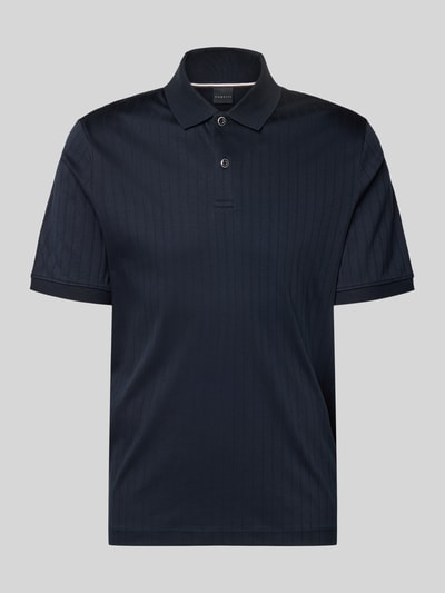 Produktfoto, Regular Fit Poloshirt mit Knopfleiste von bugatti aus Reine Baumwolle, dunkelblau mit Strukturmuster, Rückenlänge 70 cm bei Größe M
