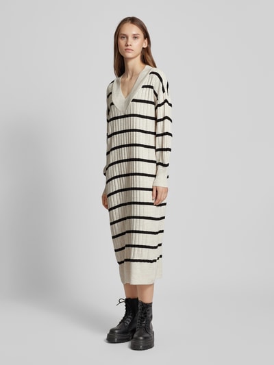 Only Oversized gebreide jurk met geribde strepen, model 'NEW TESSA' Offwhite gemêleerd - 1