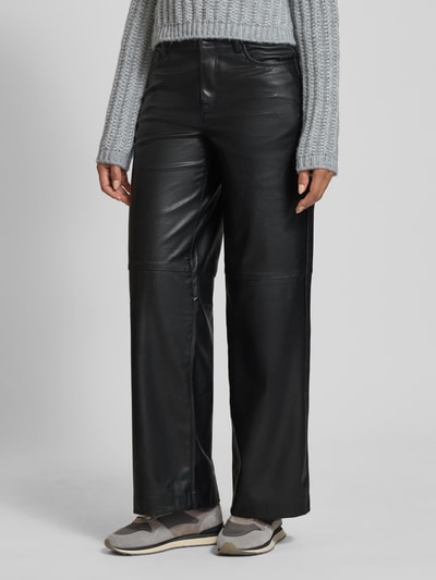 VILA Wide Fit Stoffhose in Leder-Optik Modell 'Annie' Black 4