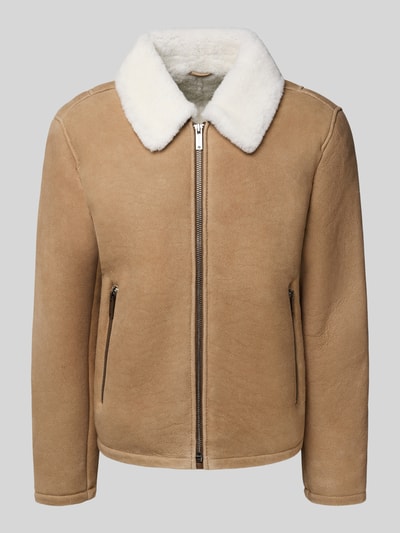 Strellson Regular Fit Lederjacke aus echtem Lammfell Modell 'MONTY' Mittelbraun 2