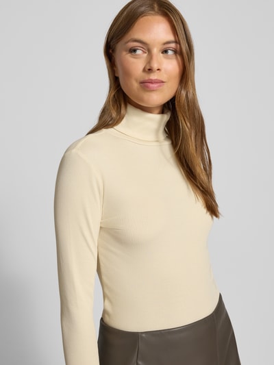 Vero Moda Bluzka z długim rękawem o kroju slim z dodatkiem bawełny model ‘CHLOE’ Écru 3