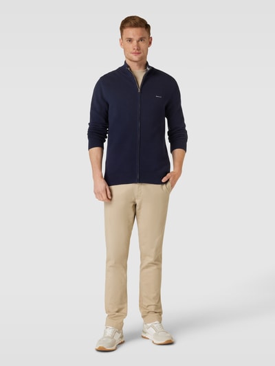 Gant Gebreid jack met opstaande kraag en ritssluiting Marineblauw - 1