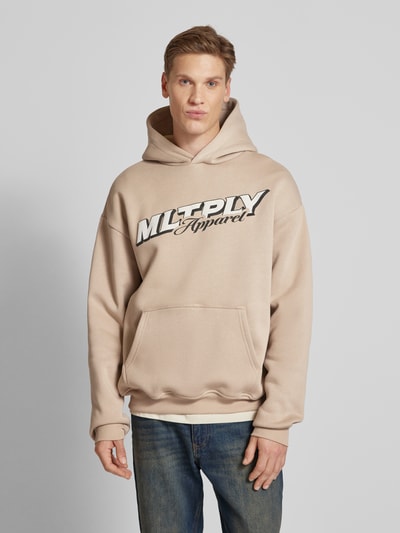 Multiply Apparel Oversized Hoodie mit Label-Print Beige 4