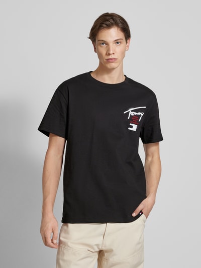 Tommy Jeans Regular fit T-shirt met labelprint Zwart - 4