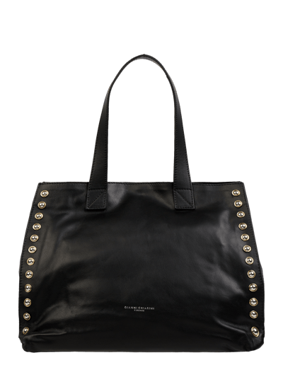 GIANNI CHIARINI Torba shopper skórzana z nitami  Czarny 1