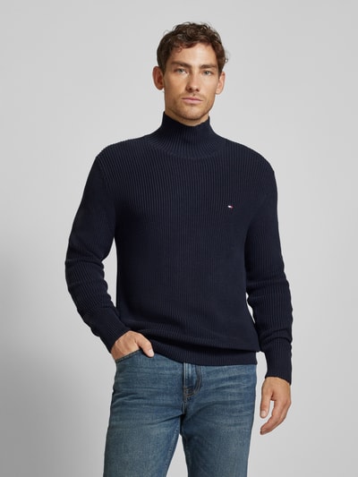 Tommy Hilfiger Sweter z dzianiny ze stójką Granatowy 4