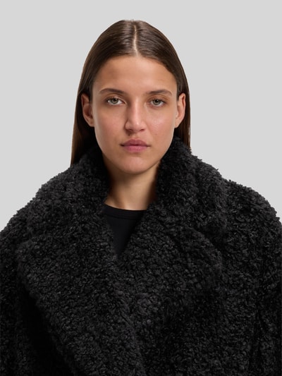 HUGO Oversized Fit Teddy- / Webpelzmantel mit Reverskragen Modell 'Malite-1' Black 3