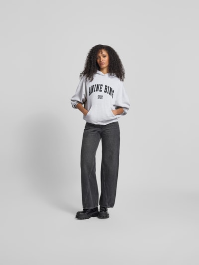 Anine Bing Oversized Hoodie mit Logo-Print Hellgrau Melange 1