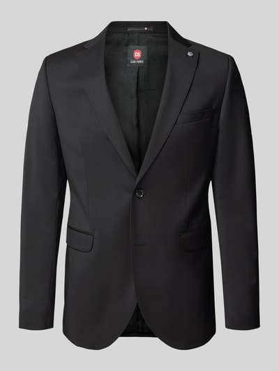 Produktfoto, czarna marynarka na 2 guziki Regular Fit Colvin z żywej wełny od CG - Club of Gents, kołnierz z połami, kieszenie z patką, długość tyłu w rozmiarze 50: 74 cm, szerokość w rozmiarze 50: 45 cm, długość rękawów w rozmiarze 50: 67 cm