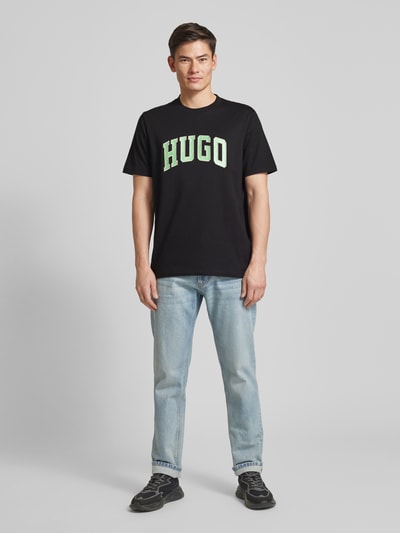 HUGO T-shirt met labelstitching, model 'DEAKANDTI'' Zwart - 1