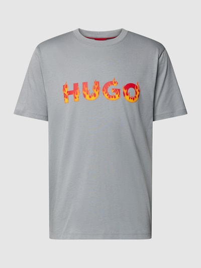 HUGO T-shirt z nadrukiem z logo model ‘Danda’ Kamienny 2