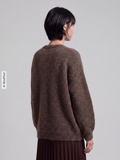 Selected Relaxed Fit Pullover aus Woll-Mix Modell 'LULU' Dunkelbraun 5