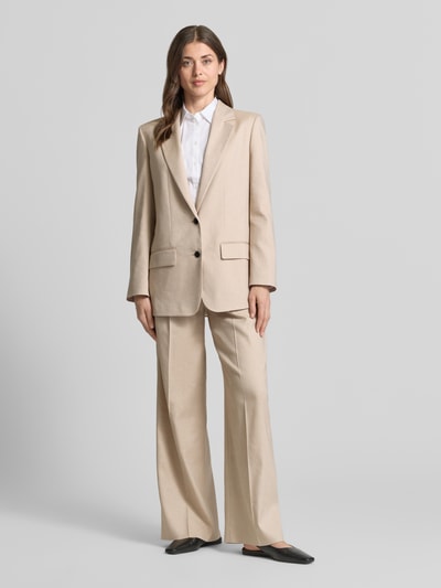 HUGO Relaxed Fit Longblazer aus Viskose-Mix mit Leinen-Anteil Modell 'ANETALI' Beige 1