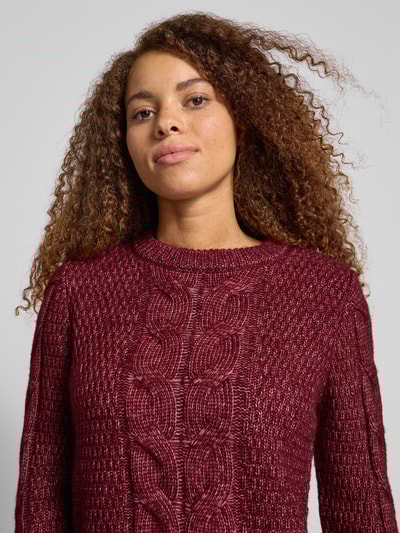 Pieces Regular Fit Strickpullover mit Woll-Anteil Modell 'NINA' Dunkelrot Melange 3